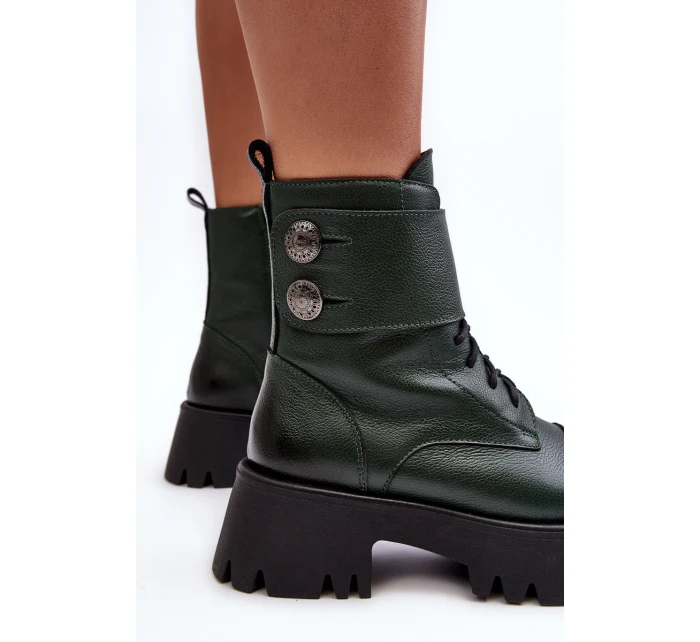 Kůže Dámské Botky Workery Zelené Lemar model 21637681 - Boto