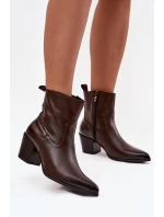 Kožené dámské kovbojky na podpatku vyhřívané Zazoo 60565 čokoládové Kožené dámské kovbojky na podpatku vyhřívané Zazoo 60565 čokoládové