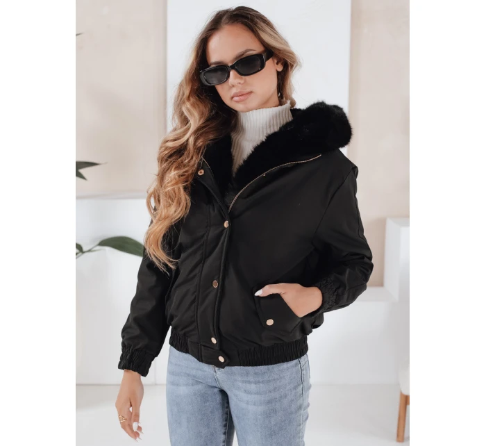Dámská zimní bunda VESSADA krátká s kožešinou černá FashionStreet TY5059