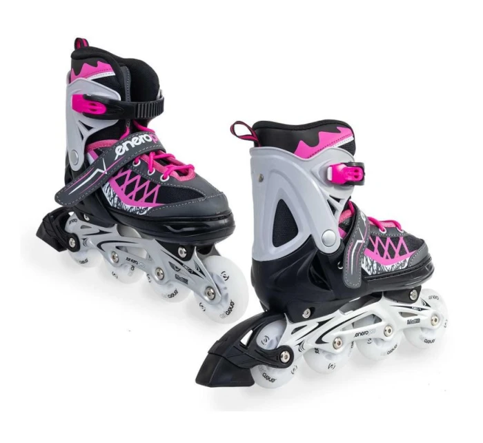INLINE BRUSLE-KOLEČKOVÉ BRUSLE 4V1 ENERO PRO LED 30-33 PINK-GREY