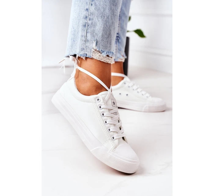 Dámské Kožené Tenisky Bílé Mega