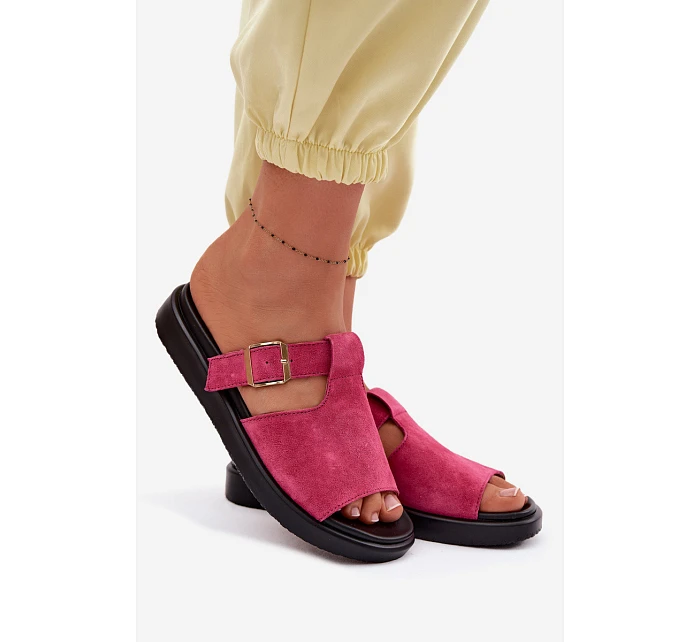 Semišové dámské sandály na platformě se zlatým model 22094994 - Boto