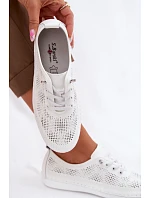 Kožené síťované dámské polobotky model 22101353 Bílé - S.Barski Kožené síťované dámské polobotky model 22101353 Bílé - S.Barski