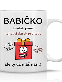 NEJLEPŠÍ DÁREK PRO BABIČKU - klasický bílý keramický hrníček 300 ml
