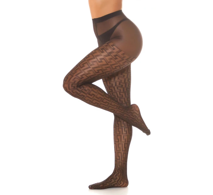 Punčochové kalhoty s geometrickým vzorem SH5015 - InStylefashion