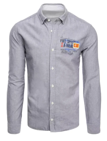 Pánská šedá košile FashionStreet DX2286 Pánská šedá košile FashionStreet DX2286