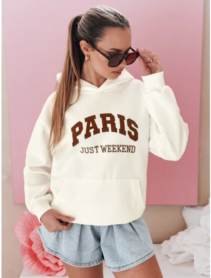 Dámská mikina oversize PARISSIA ecru FashionStreet BY1454 Dámská mikina oversize PARISSIA ecru FashionStreet BY1454