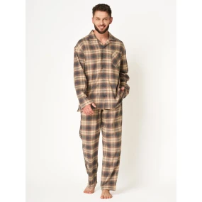 Pyžamo Key MNS 402 B24 Flanelové dlouhé/r M-2XL pánské rozepínací Pyžamo Key MNS 402 B24 Flanelové dlouhé/r M-2XL pánské rozepínací