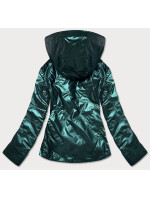Zelená dámská bunda se stříbrnou kapucí (RQW-7008)