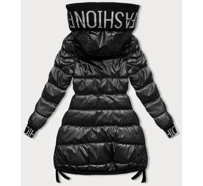 Černá dámská zimní bunda se stahovacími lemy (5M3188-392)