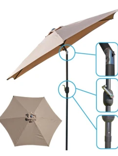 ZAHRADNÍ SLUNEČNÍK 300 CM SKLÁDACÍ BÉŽOVÝ