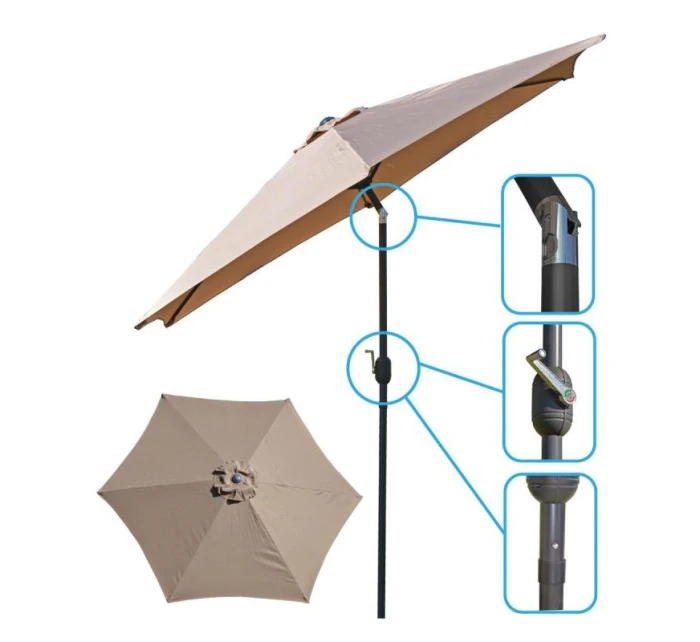 ZAHRADNÍ SLUNEČNÍK 300 CM SKLÁDACÍ BÉŽOVÝ