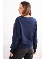 Dámská mikina s model 21494931 výstřihem basic z bavlny modrá - K-Fashion