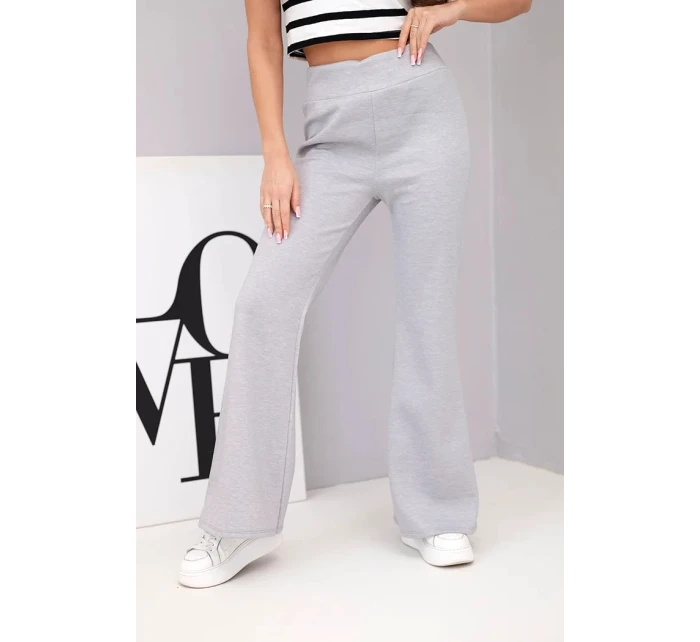 Dámské kalhoty máslíčko s rozšiřující se nohavicí šedé