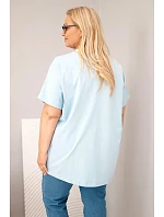 Dámská bavlněná halenka Plus Size s motýlky modrá