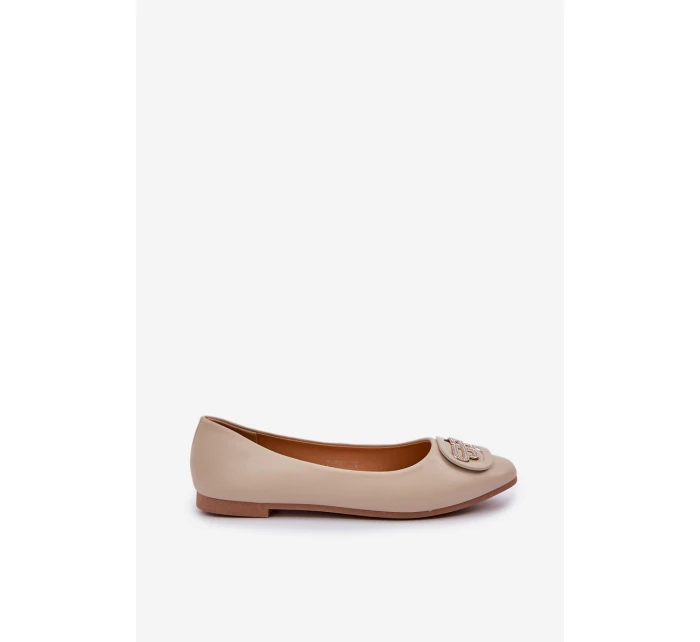 Baleríny Na Ploché Podešvi S Ozdobou Béžové model 21684319 - Boto