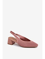 Materiálové dámské sandály na podpatku Růžové model 22102900 - Boto Materiálové dámské sandály na podpatku Růžové model 22102900 - Boto