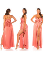 Sexy satin-look maxi dress in wrap-around look