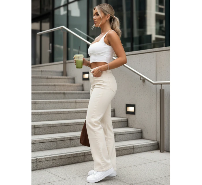 Jeansy damskie z  ecru model 22038494 - FashionStreet