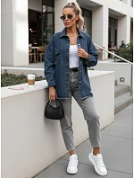 Dámská tmavě modrá džínová košilová bunda FashionStreet TY5689 Dámská tmavě modrá džínová košilová bunda FashionStreet TY5689