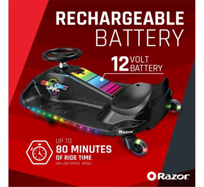 Razor CRAZY CART Shift Lightshow Lithium - Elektrické vozidlo pro driftování Razor CRAZY CART Shift Lightshow Lithium - Elektrické vozidlo pro driftování