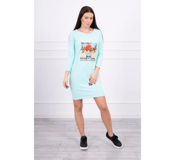 Šaty s mátovým potiskem Honey girl