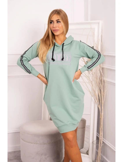 Šaty s model 21752976 potiskem tmavě mátové - K-Fashion