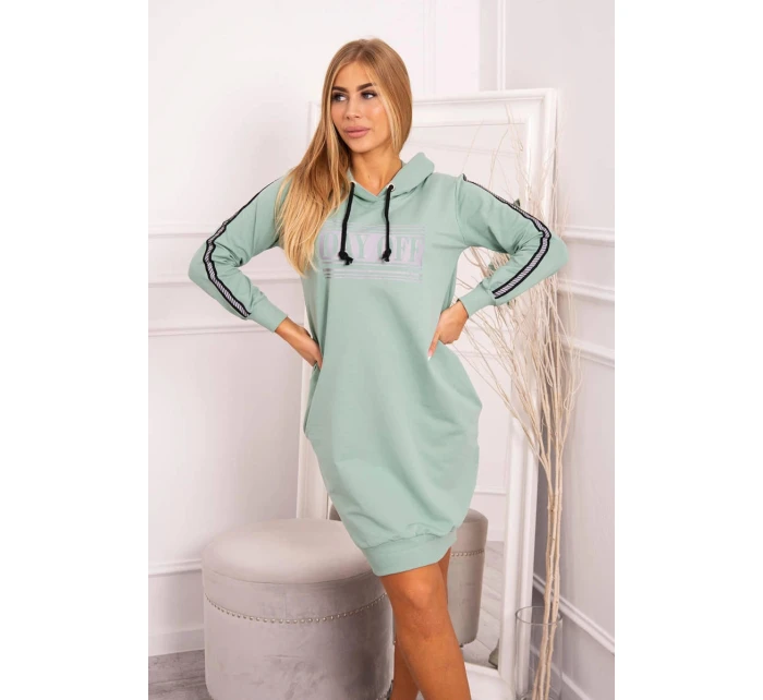 Šaty s model 21752976 potiskem tmavě mátové - K-Fashion