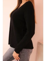 Dámský svetr z viskózy s dlouhým rukávem a kulatým výstřihem černý Dámský svetr z viskózy s dlouhým rukávem a kulatým výstřihem černý