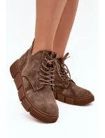 Semišové nízké dámské kotníky na platformě Big Star SS274594 béžové