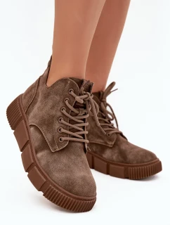 Semišové nízké dámské kotníky na platformě Big Star SS274594 béžové