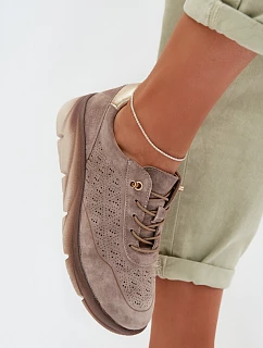 Kožené dámské tenisky s  šedé model 22026514 - SERGIO LEONE