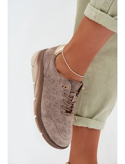 Kožené dámské tenisky s perforací Sergio Leone SP-002 šedé