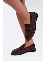 Dámské hnědé semišové mokasíny model 22348968 - VINCEZA Dámské hnědé semišové mokasíny model 22348968 - VINCEZA