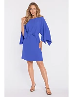 M908 Šaty s ozdobnými širokými rukávy - modré