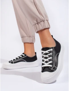 Zajímavé tenisky černé dámské bez podpatku