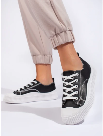 Zajímavé tenisky černé dámské bez podpatku Zajímavé tenisky černé dámské bez podpatku