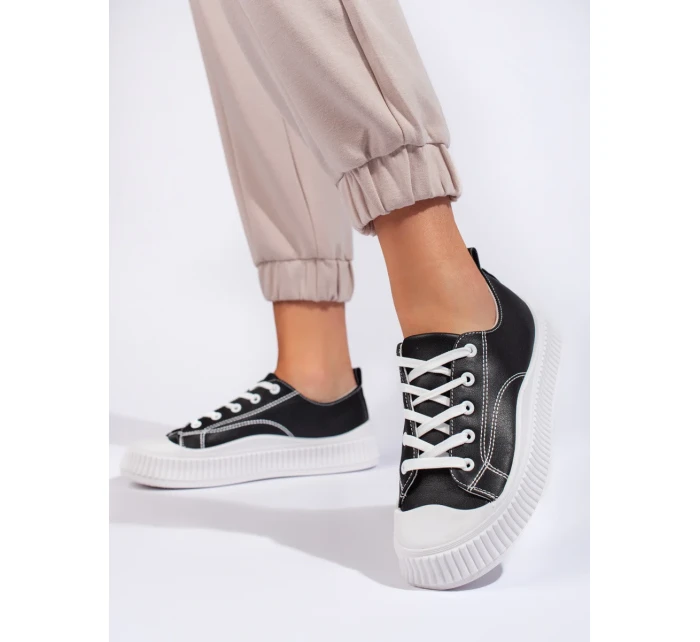 Zajímavé tenisky černé dámské bez podpatku Zajímavé tenisky černé dámské bez podpatku