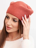 Dámská čepice klasická hladká beanie K420 rezavá