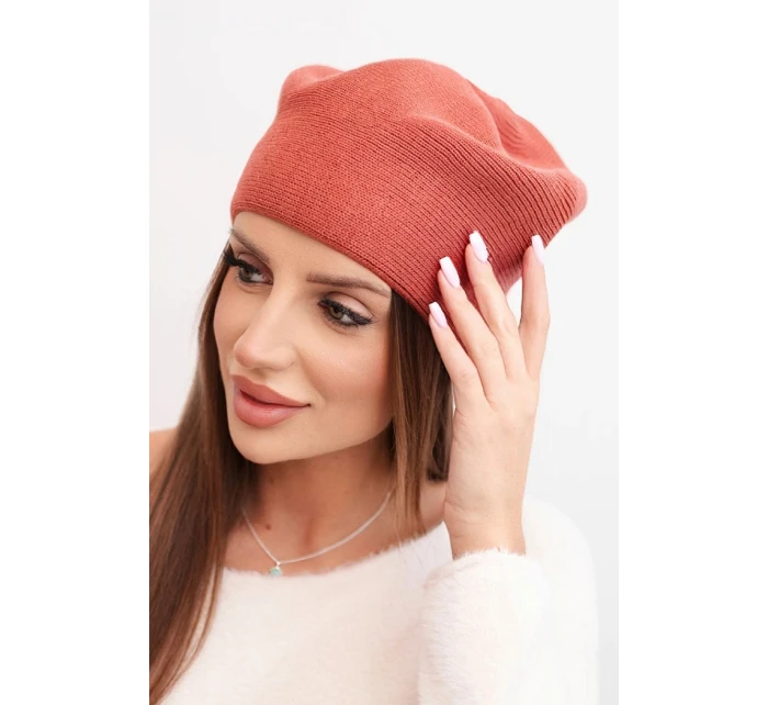Dámská čepice klasická hladká beanie K420 rezavá Dámská čepice klasická hladká beanie K420 rezavá