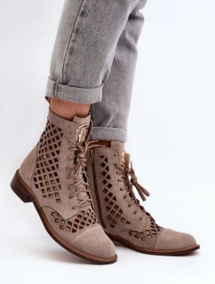 kožené botky  Beige model 21646308 - Zazoo