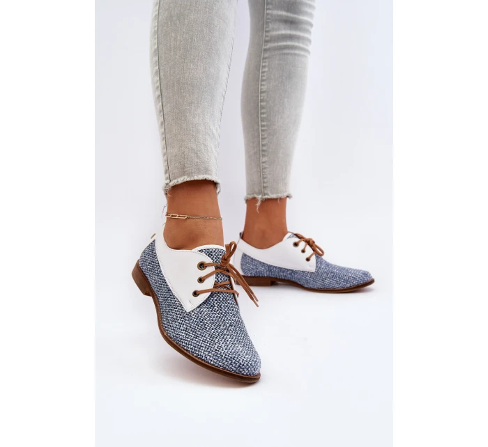 Dámské Kožené Polobotky Na Ploché Podrážce Maciejka 06461-17 Modré