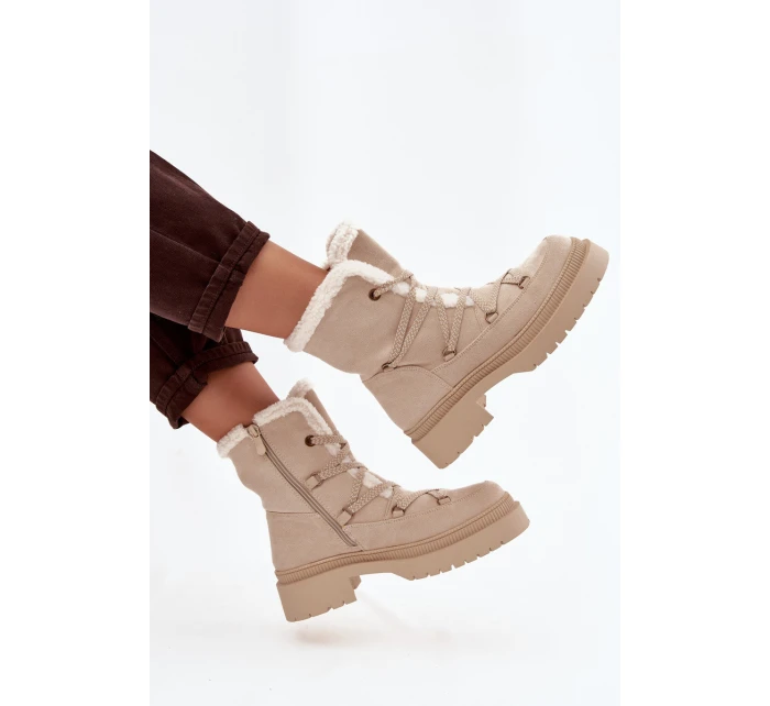 Dámské sněhule s kožíškem Béžové Irmara Dámské sněhule s kožíškem Béžové Irmara