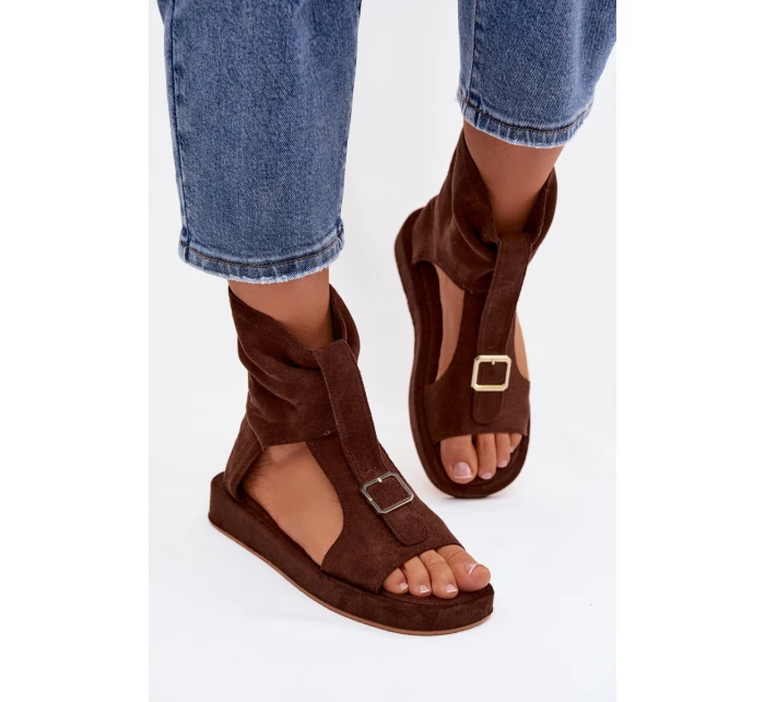 Dámské sandály s páskem čokoládové model 21943381 - Boto