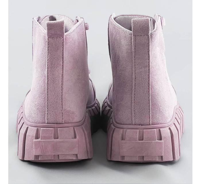 Šněrovací boty ve vřesové barvě z imitace semiše (XA057)