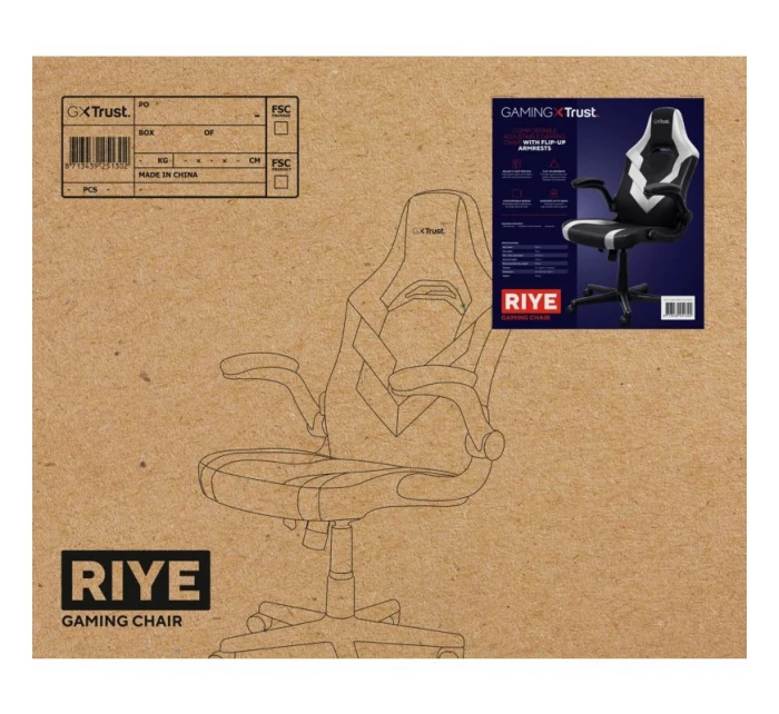 TRUST GXT703W RIYE GAMING CHAIR WHITE herní židle