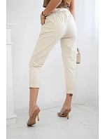 Kalhoty Puntor s páskem světle béžová