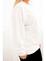 Dámská mikina Plus Size bavlněná basic s kulatým výstřihem bílá