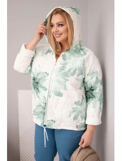 Dámská jarní bunda Plus Size s květinovým vzorem mátová
