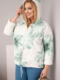 Dámská jarní bunda Plus Size s květinovým vzorem mátová